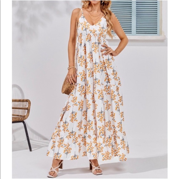 Bohemian Floral Print Cottagecore Maxi Dress - Picture 3 of 6